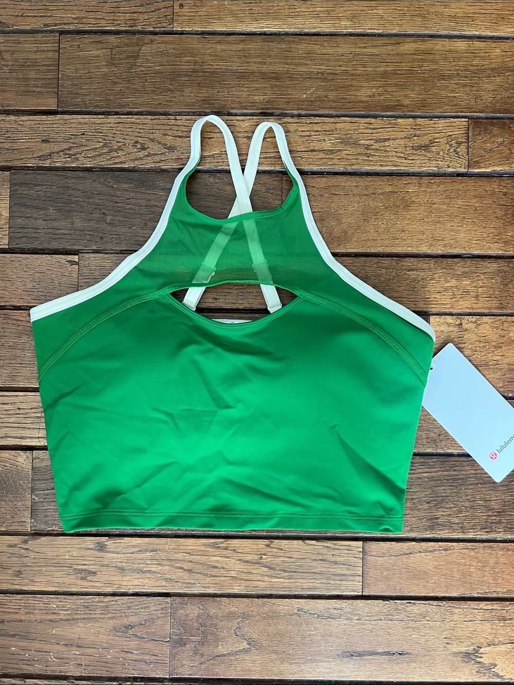 Lululemon Chameleon Green Mesh Panel Ace Advantage Bra Tank Size M NWT